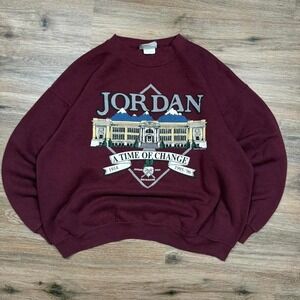 vintage 90s dark red burgundy jordan high school graphic crewneck sweatshirt
